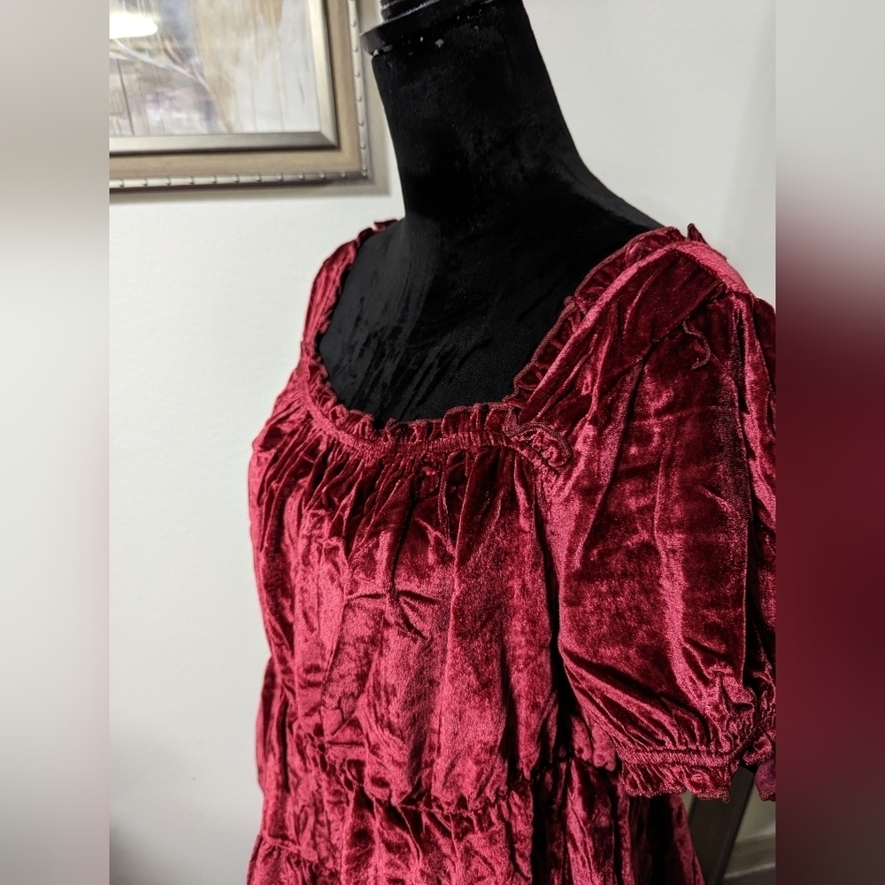 Babydoll Velvet Tiered Top - Picture 6 of 10